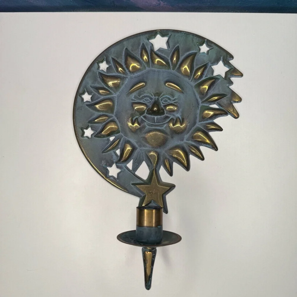 SOLD PartyLite Sun & Moon 1994 Wall Hanging Candle Holders Celestial Vintage Sco - Picture 8 of 16
